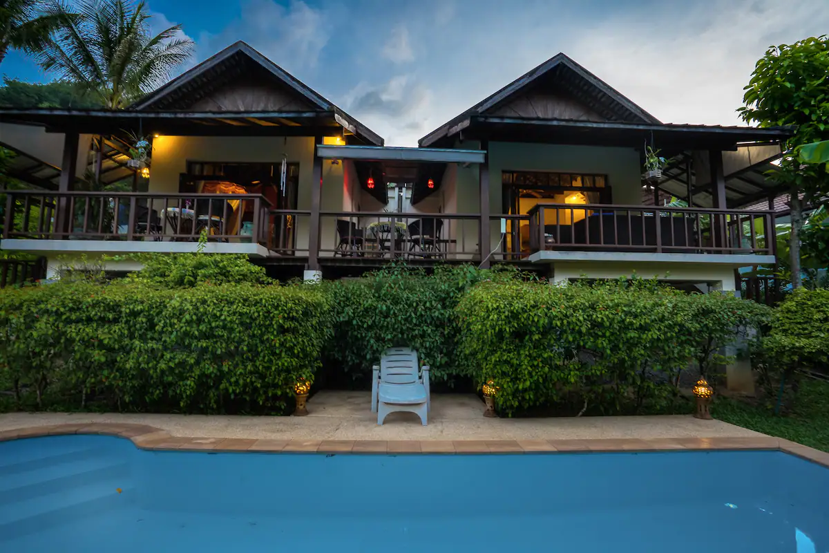 Property id 504s. 2 bedroom villa with  garden in silent residence 500 meters to  Bang Po beach