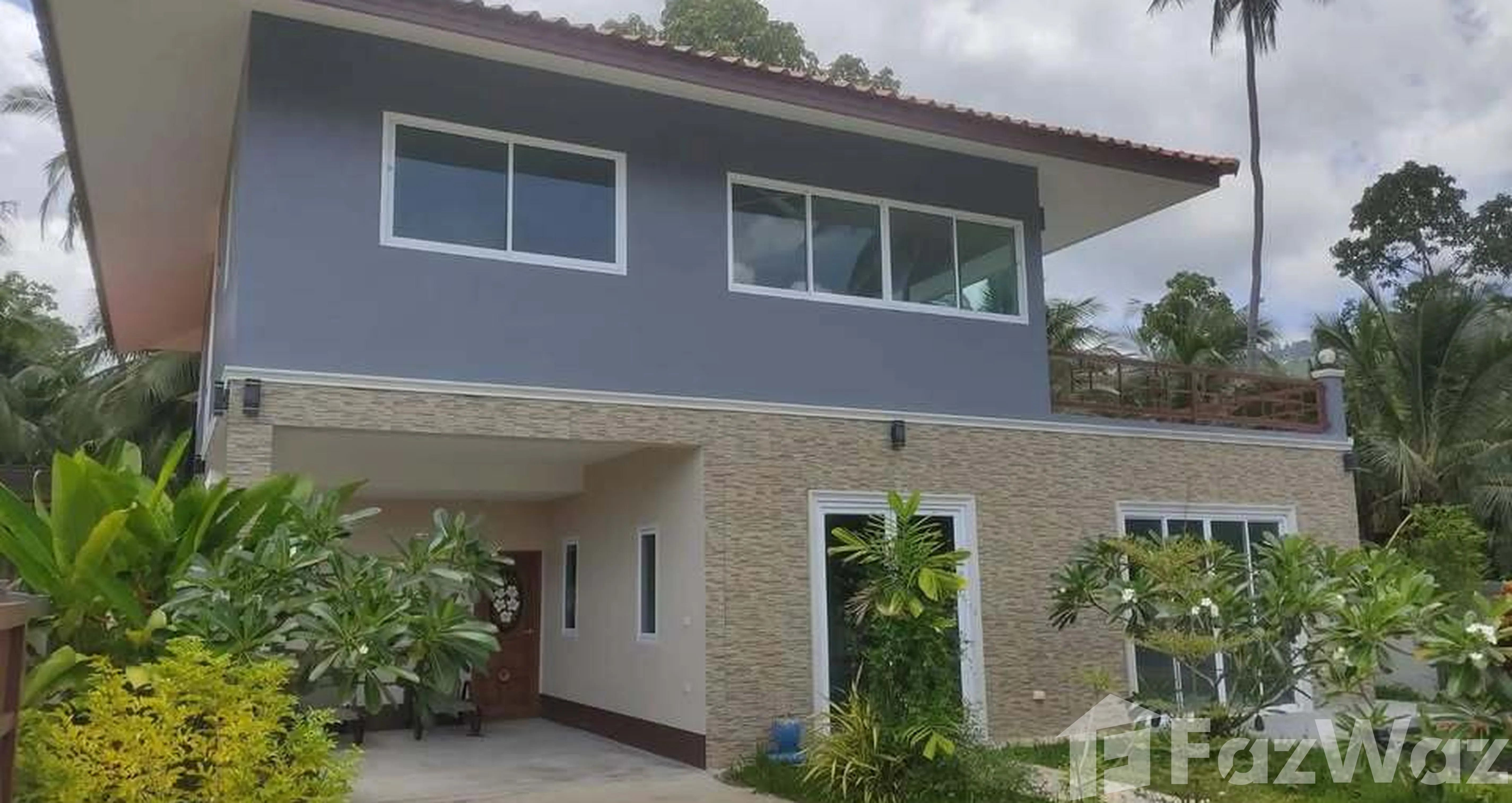 Property id 613s. Spacious 4-bedroom villa with a terrace and palm tree views, 2 kitchens and 2 living rooms in a residence on Lipa Noi.